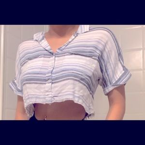 cropped button up shirt